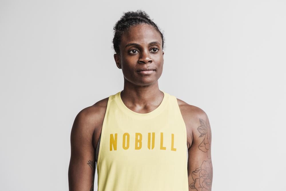 NOBULL Women's High-Neck Tank Tops - Vanilla - Ireland (5019LZYQM)